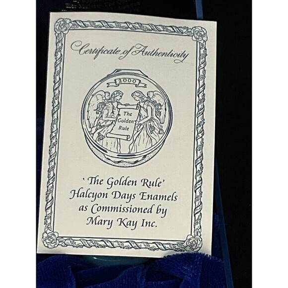 2000 Halcyon Days Enamels Trinket Box England - The Golden Rule Angels Mary Kay - Picture 5 of 8